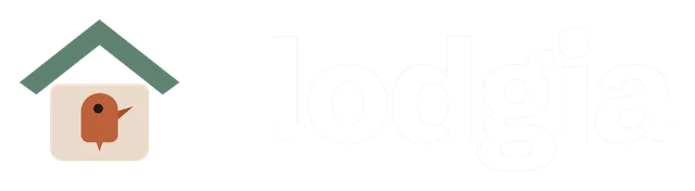 lodgia logo, white wordmark, for dark backgrounds.